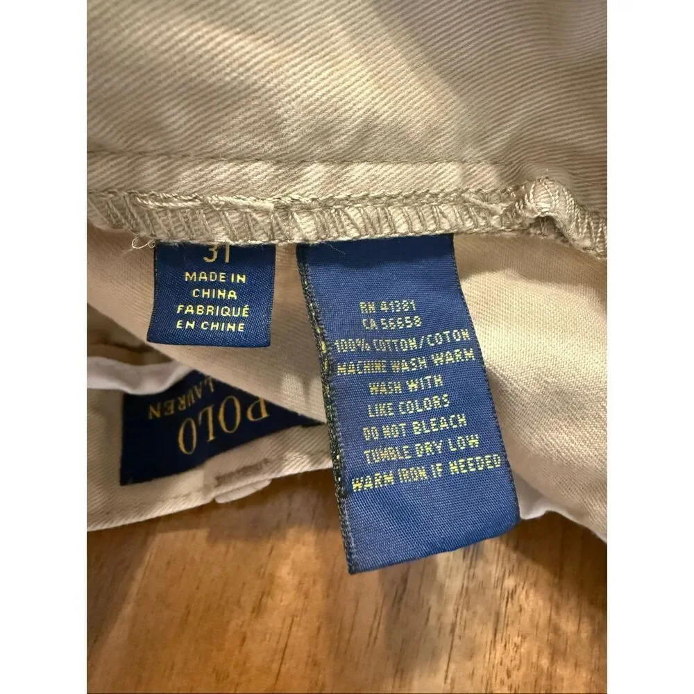 Polo Ralph Lauren 100% Cotton Twill Khaki Chino Shorts Men's Size 31